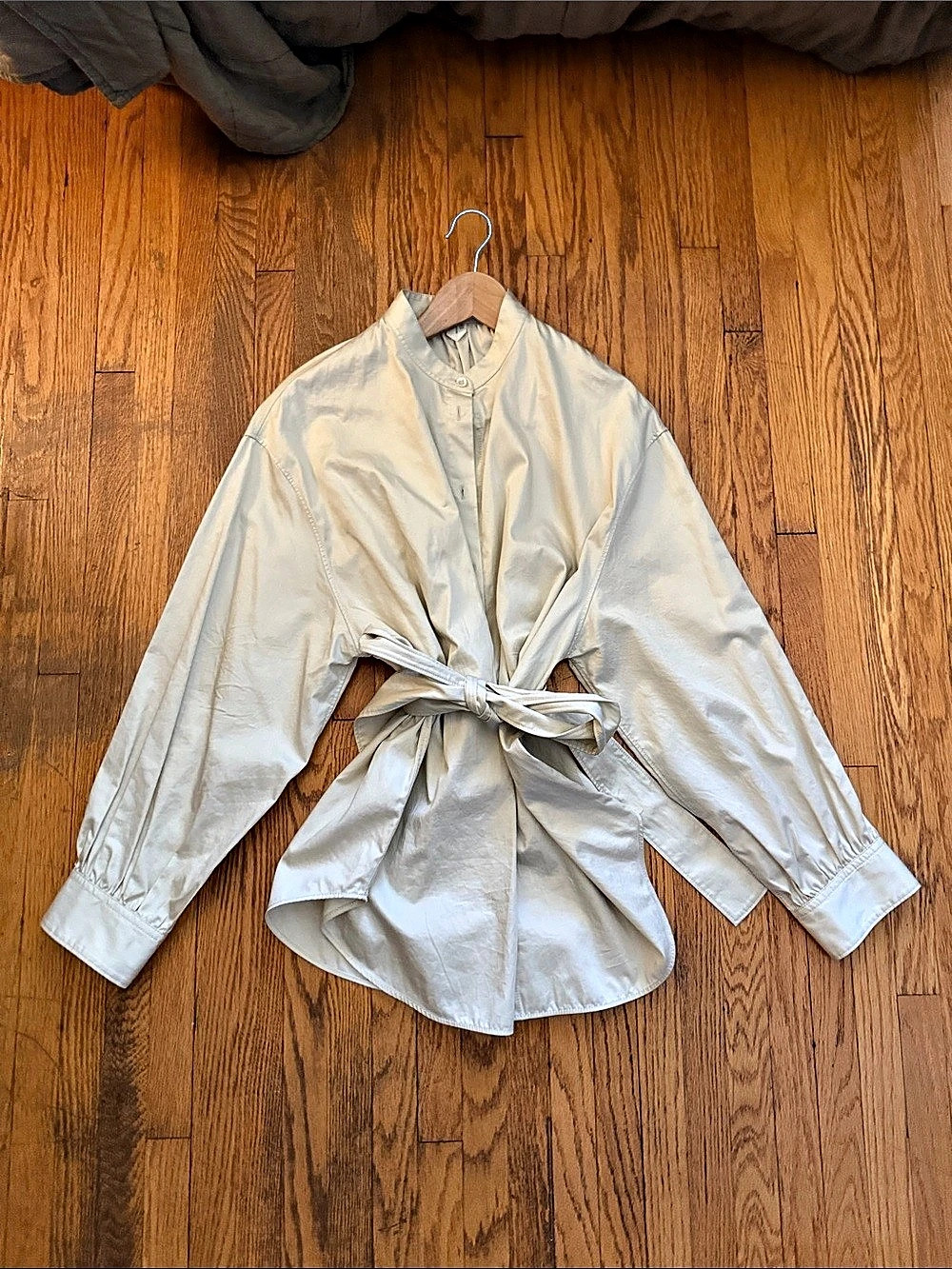 ARKET White Tie-Waist Button Front Blouse